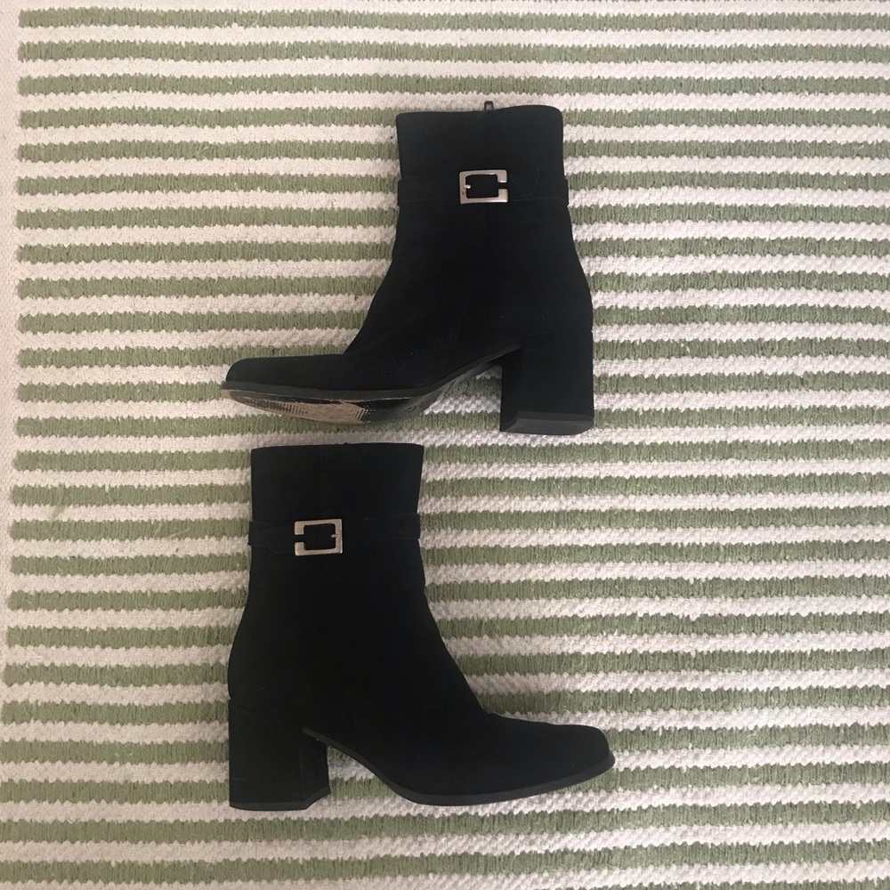 Italian Black suede leather booties
